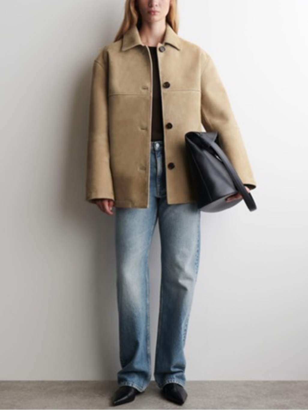 Cos Collard Suede Jacket Barn Chore Field Sz 2 Xs